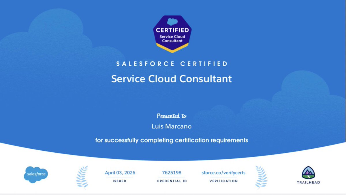 luigimp14's tweet photo. Se logró la 5ta certificación de Salesforce ✨👏 
Gracias a Dios 💖♥️ https://t.co/n5NDt8SQzd