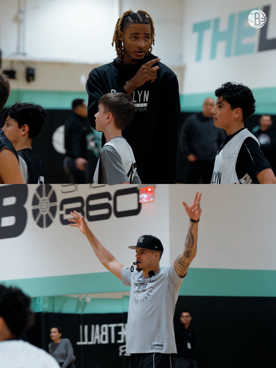 BrooklynNets's tweet photo. Coach Noah vs. Ref MPJ 👀

another good hoop sesh with the young hoopers at Brooklyn Basketball Training Center! https://t.co/HI6NZ7npQt