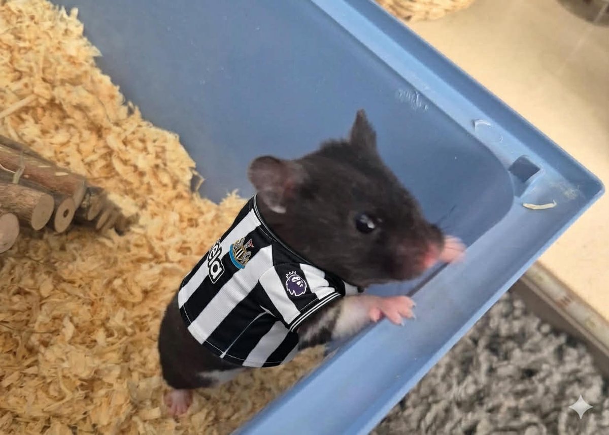 CricketyClaire's tweet photo. Miley our new Hamster ❤️ yes someone's photo shopped my pic 😂❤️⚽ #NUFC #ToonToon #BlackAndWhiteArmy https://t.co/MUKMMbUtT4