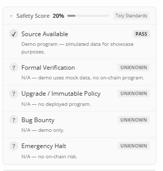 This aligns with our <a href="/toly/">toly 🇺🇸</a>'s standards safety checklist on Percolator $VISION.

Every fork we track gets scored: source available, formal verification, upgrade policy, bug bounty, emergency halt. One shared standard for the whole ecosystem.

The risk engine is the foundation. Let