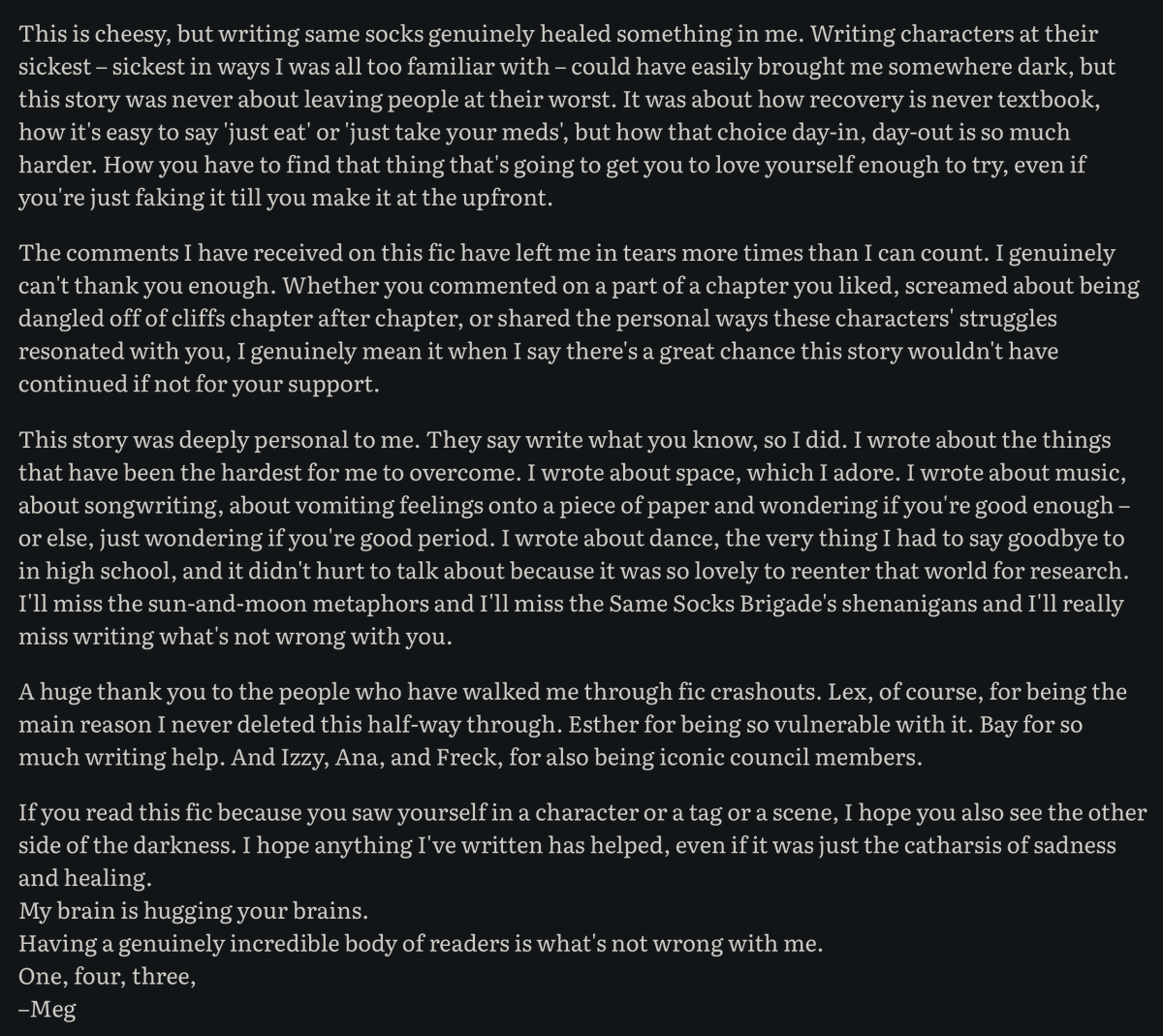fawns_freckles's tweet photo. same stupid socks comes to an end. thank you all so much for being here. please see the attached (too long) author's note, and just thank you. I really don't know how to explain how much this story has meant to me <3
 https://t.co/gaGHDmbKDA https://t.co/eQSQj6GLgg
