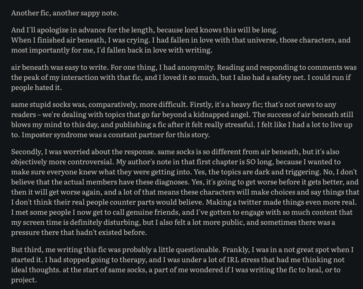 fawns_freckles's tweet photo. same stupid socks comes to an end. thank you all so much for being here. please see the attached (too long) author's note, and just thank you. I really don't know how to explain how much this story has meant to me <3
 https://t.co/gaGHDmbKDA https://t.co/eQSQj6GLgg