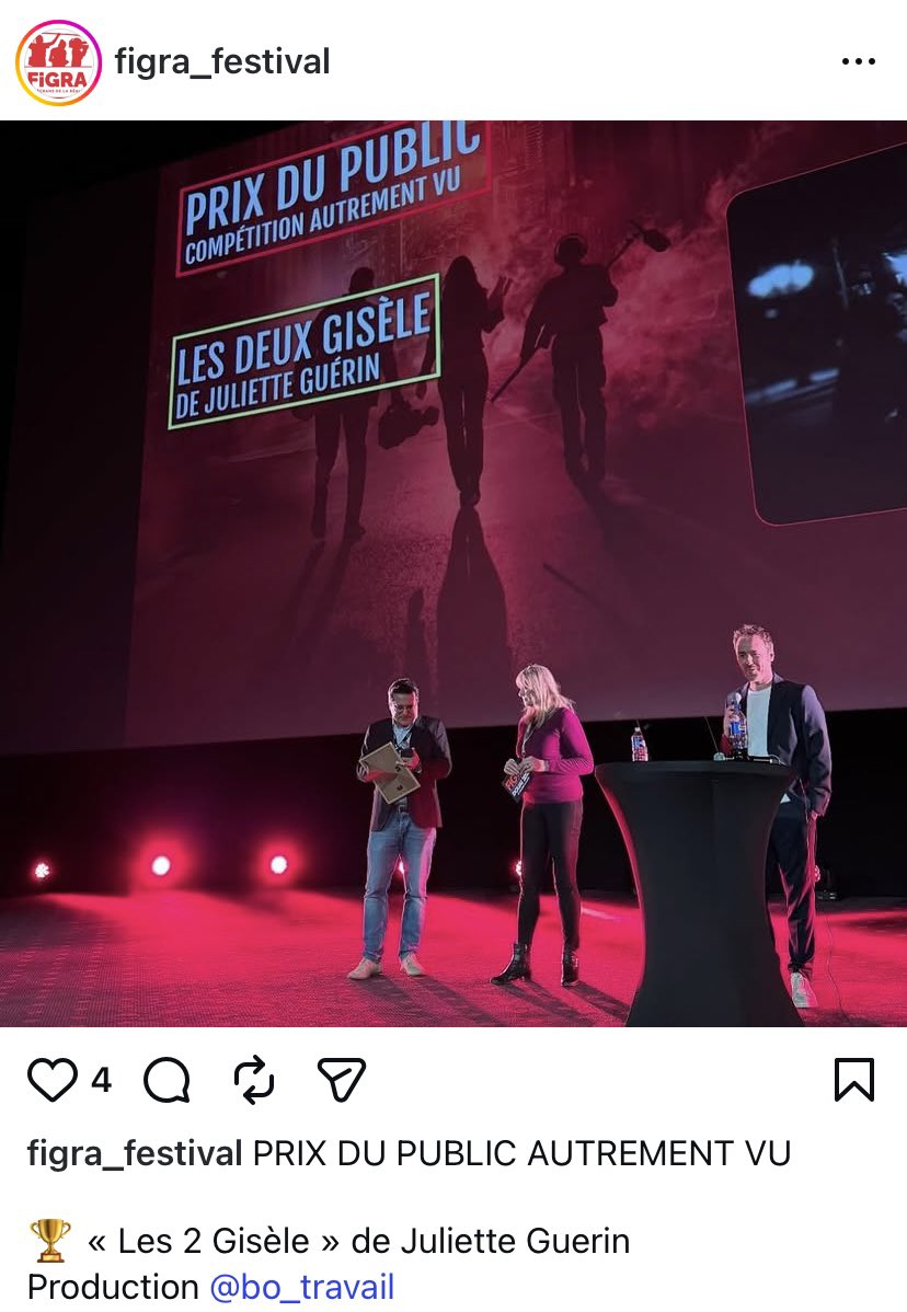 ElgaMarzou's tweet image. Bravo #team @13h15 
Juliette Guerin 🏆🏆🏆
Prix du Public Autrement Vu
#Figra 

@LaurentDelahous @jmcarpentier1 
@EliseLeGuevel 👏👏👏👏

@PhilippeCorbe @Francetele