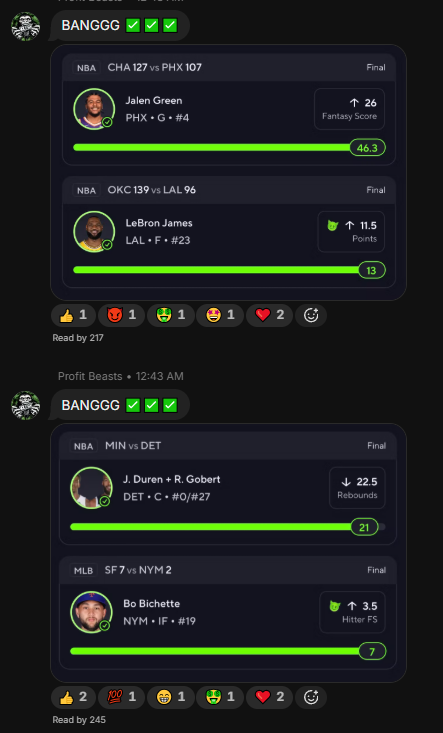 Another Sweep on Player Props 🧹

2/2 on X, 8/8 in our VIP Section on our Whop 🤑

Get a Free Trial in our Bio Today 

#GamblingX #Prizepicks #Money #Giveaways #PlayerProps