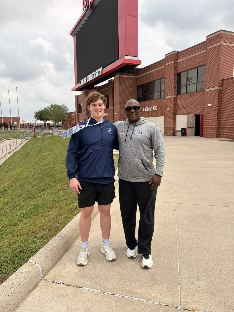 Thank you <a href="/LamarFootball/">Lamar University Football</a> for the hospitality and thank you <a href="/coachcordova/">Wayne Cordova</a> for inviting me to a spring practice 
<a href="/CoachBobbyOrtiz/">Coach Ortiz</a> <a href="/mcvey_todd/">Todd McVey</a> <a href="/LaytonBrian/">Coach Layton</a> <a href="/npatexas1/">npatexas</a> <a href="/BuckFitz/">NPA/SUPERMAX 100</a> <a href="/NCEC_Recruiting/">NPA</a> <a href="/Coach_Cannata/">Matt Cannata</a> <a href="/CoachDrewChrist/">Drew Christ</a> <a href="/_CoachZo_/">Lorenzo Jackson</a>