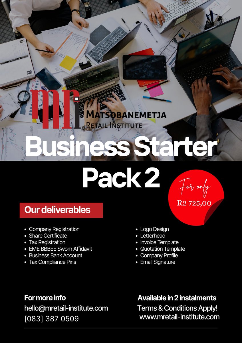 RetailPty's tweet photo. Welcome, April! 

A fresh new month full of sunshine, new beginnings, good vibes, and endless opportunities to bloom, shine, and create beautiful summer memories. ✨

Start afresh with our MRI Business registration Starter Pack Packages
😍

Available in x 2 Installments.
T's and C's apply

📱: 083 387 0509 
📧: hello@mretail-institute.com
🌐: https://t.co/omveaSQaXI

🎀: @retail_institute

Matsobanemetja Retail Institute  Pty Ltd. 

Let's get back to work 🌻

_____________________

#smallbusiness #supportsmallbusiness #smme #shopsmall #shoplocal #smallbusinessowner #entrepreneur #business #supportlocal #love #localbusiness #explorepage #marketing #art #shop #businessowner #blackownedbusiness #homebusinedd #instagood #smallbusinesssupport #design #onlineshopping #womeninbusiness #startup #instagram #explore #ideas