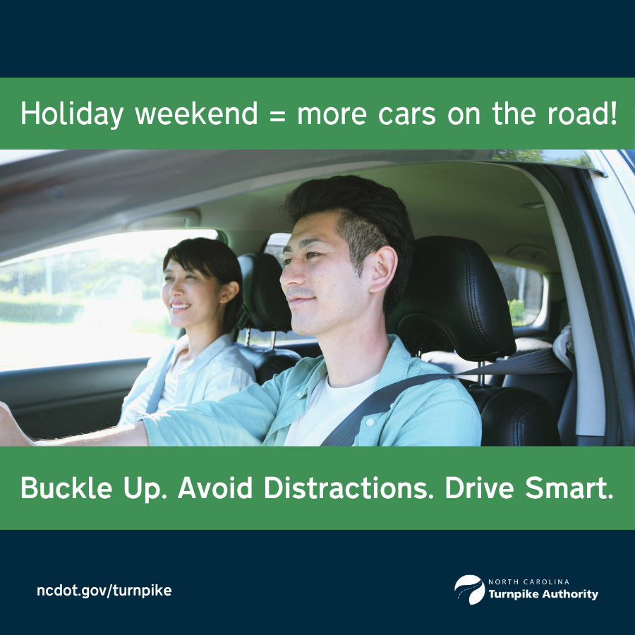 NCTurnpike's tweet image. 🚗🛻🚙 Holiday weekend = more cars on the road.

Stay safe: buckle up, avoid distractions &amp;amp; drive smart!

#HolidayTravel #DriveSmart #NCDrivers