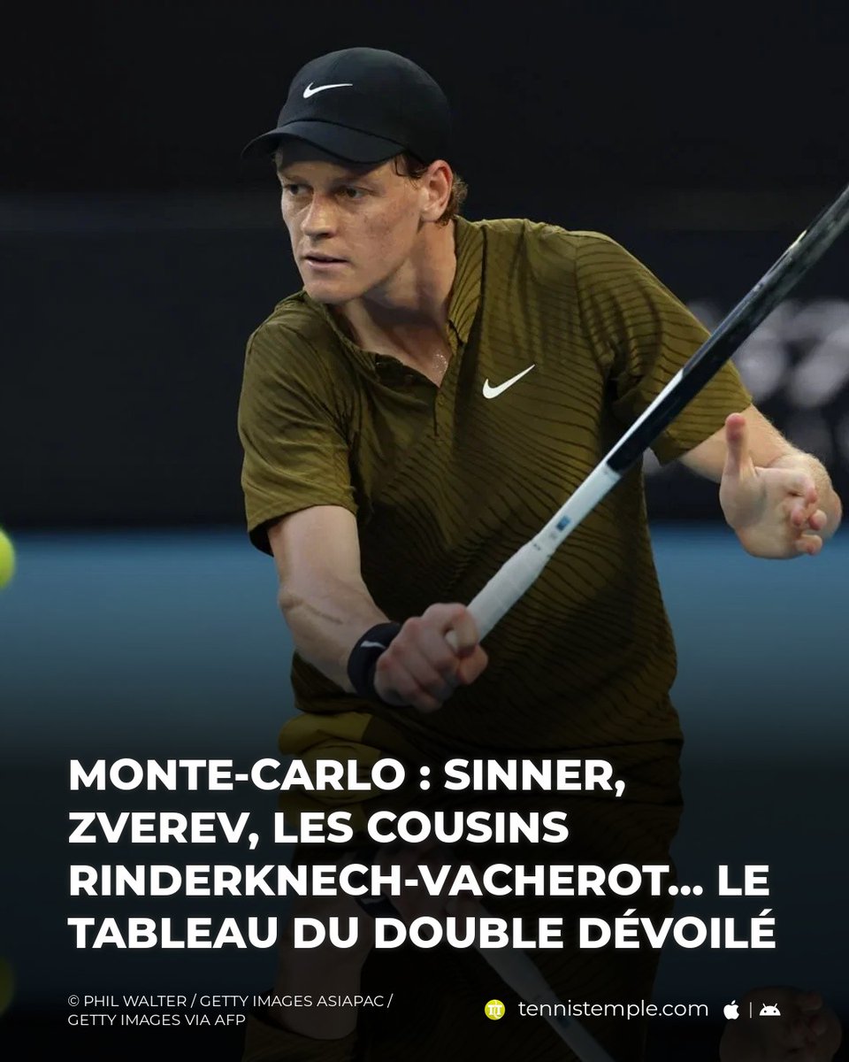 tennistemple's tweet photo. Monte-Carlo sort un tableau de double très relevé, avec Sinner, Ruud, Zverev, ou encore les cousins Rinderknech-Vacherot. Des duos inattendus, des chocs annoncés et plusieurs affiches déjà très a… #Andreozzi #Arevalo #ATPMasters1000 #Bergs #Granollers
🎾 https://t.co/MrCiNUzaEv https://t.co/yXQ78GwFm7