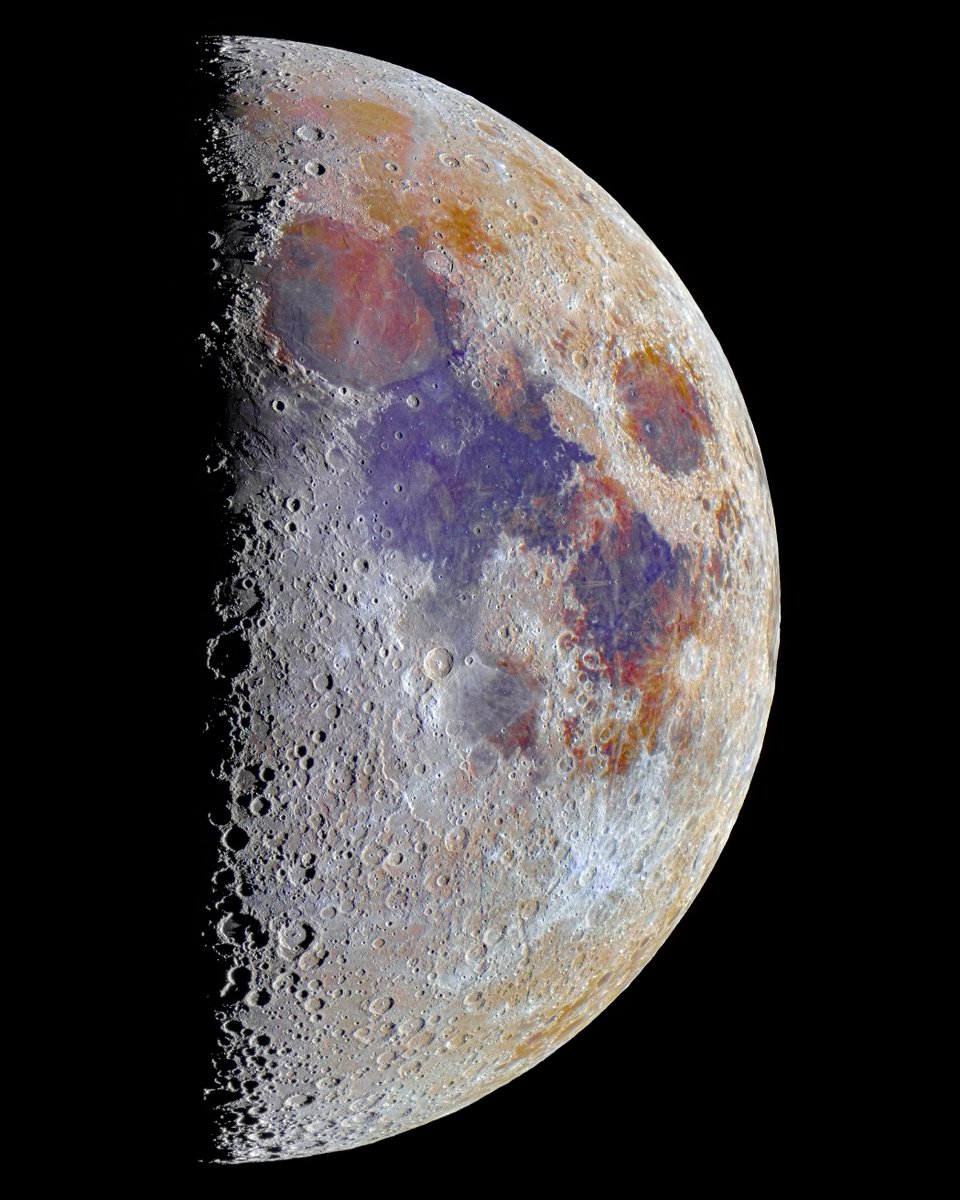 IldarIbatullin's tweet photo. Processed from 50GB of raw data, this 50-megapixel "Mineral Moon" reveals the chemical composition of the lunar surface that the Artemis 2 crew will soon witness firsthand. https://t.co/6IiuyKr4pd