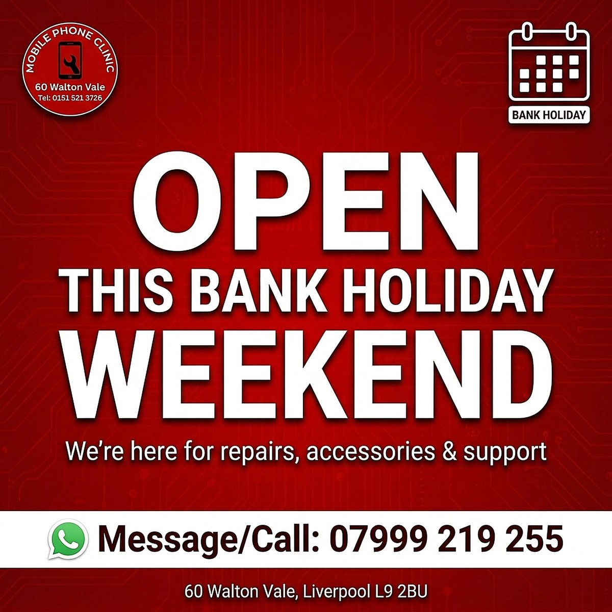 MobilePhoneCli1's tweet photo. Expert Tech Repairs in Walton Vale

Broken screen, weak battery, or console issues? Drop by Mobile Phone Clinic, located opposite Age UK near Home Bargains in Walton Vale.

🔧 Quick phone screen replacements — iPhones done in around 20 minutes, iPads in about 45 https://t.co/yDLUf0sWqG