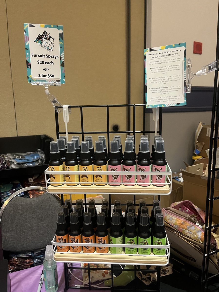 AlpineAnthros's tweet photo. Fursuit spray is available at the @FeralThreadsCo booth at @LasVegasFurCon this weekend! https://t.co/9eczRsNGgl