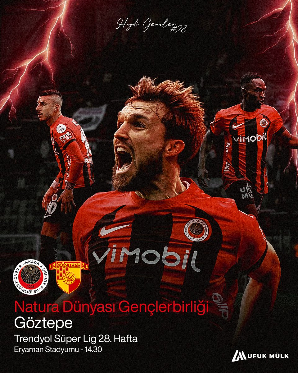 kirmizikara's tweet photo. ⚽️ Maç Günü | #HaydiGençler⚡️

🆚 Göztepe A.Ş.
🏆 Trendyol Süper Lig Mehmet Ali Yılmaz Sezonu - 28. Hafta 
📆 4 Nisan - Cumartesi 
🕗 14.30
🏟️ Eryaman Stadyumu
📺 BeIN Sports 2 
📲 #GBvGÖZ https://t.co/cmFfGQkPLe