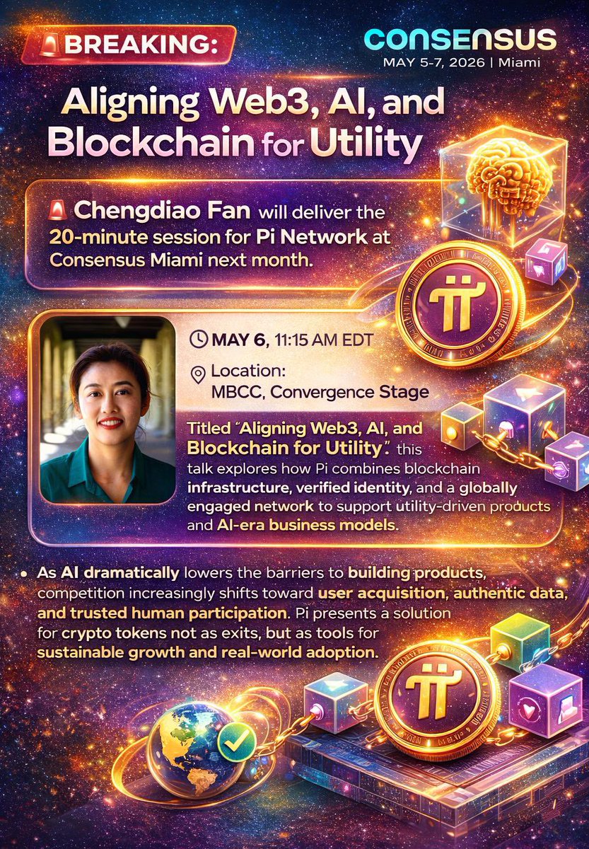 🚨 BREAKING: Chengdiao Fan speaks for Pi Network at Consensus Miami!

Web3 🌐 + AI 🤖 + Blockchain 🔗 = Real Utility 🚀
Pi is focused on adoption, trust &amp; real-world use 🔥

#PiNetwork #Web3 #AI #CryptoInnovation <a href="/LikeFollowBro/">PiNetwork News</a>
