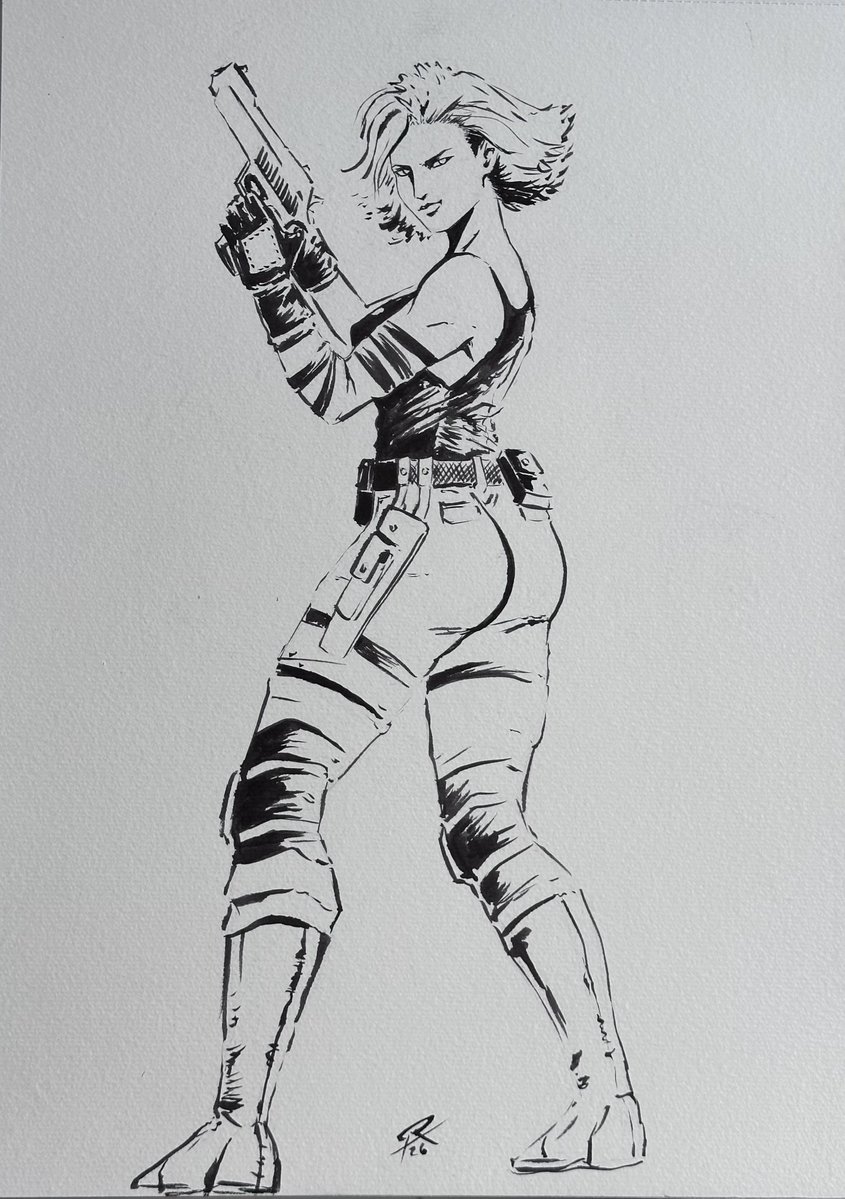 Otro arte hecho en papel con un pincel esta vez tributo a Meryl de Metal Gear Solid #ganubys #metalgearsolid #Meryl #metalgear