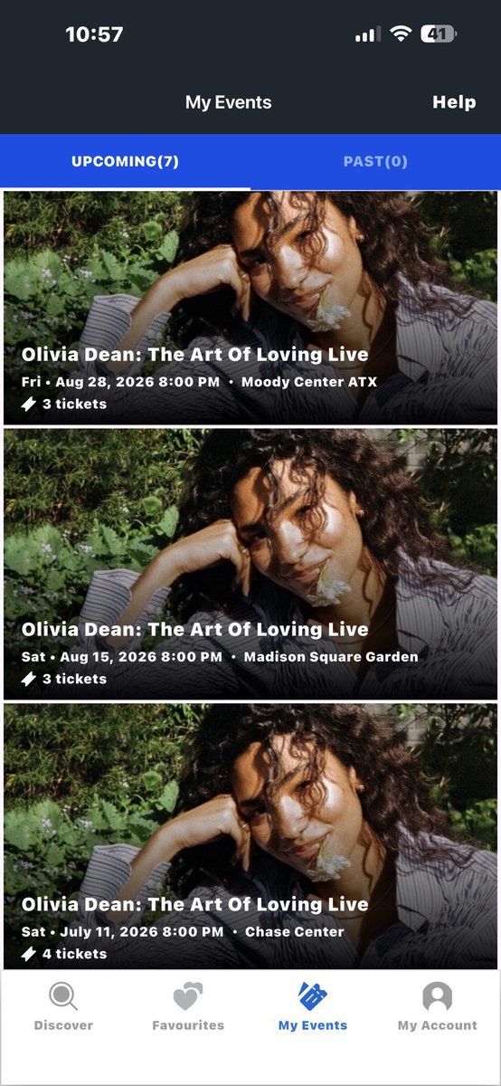 TicketmasterBuy's tweet photo. The following Olivia Dean tickets are available ‼️‼️‼️‼️
1. July 10 &amp; 11 @ San Francisco, CA • Chase Center
2. July 29 @ Minneapolis, MN • Target Center
3. August 28 &amp; 29 @ Austin, TX • Moody Center ATX
4. August 14 &amp; 15 @ New York, NY • Madison Square Garden

Send a message https://t.co/lgECm0G5ge