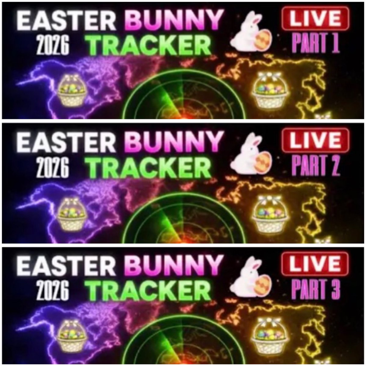 JWBHoliTracking's tweet photo. Easter Tracker 2026 Begins TONIGHT! 🐣  

The 4th Annual Easter Tracker kicks off at 11:00 PM (CDT) on 4/3/26 as we head into Easter weekend! 🌙  

📺 Stream Schedule:  
4/3 (Tonight @ 11:00 PM CDT):  
https://t.co/mb7GOTAqDw  

⏰ Ends 4/5 (5:00 AM CDT)  plus there is more… https://t.co/we8FKnk3XJ