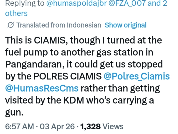 vidilog's tweet photo. @PenontonUmum_ @humaspoldajbr @FZA_007 @Res_Pangandaran @Respangandaran1 @Polres_Ciamis @HumasResCms Aku baca pakai translate yang keluar bahasa inggris 😄 https://t.co/Gx3U88V5cP