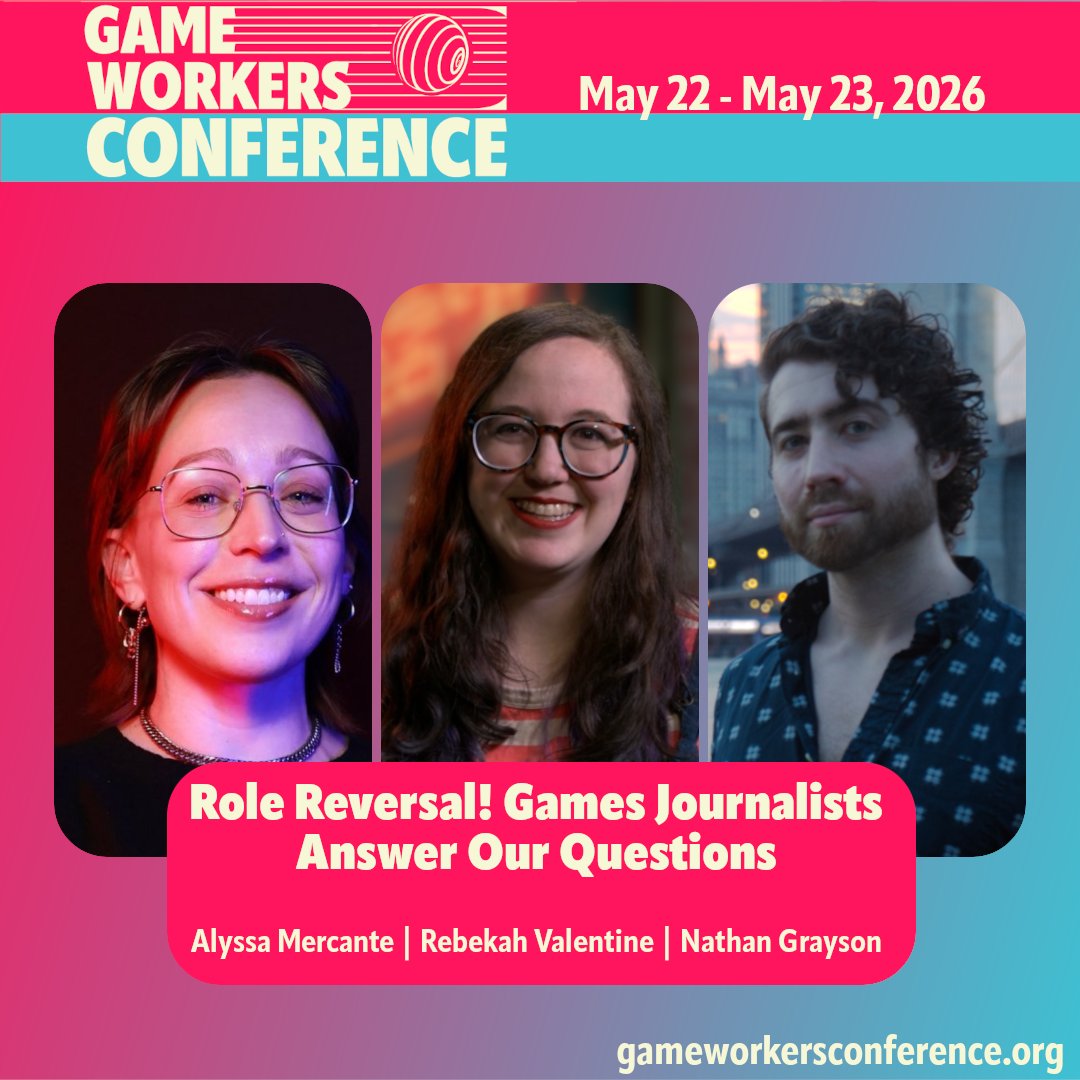 GameWorkersCon's tweet photo. PANEL ANNOUNCEMENT📢  

Alyssa Mercante 
Nathan Grayson 
Rebekah Valentine  

This panel discusses ways the games industry and games journalism exist in concert with each other and where they differ. https://t.co/vQXI08cE3C