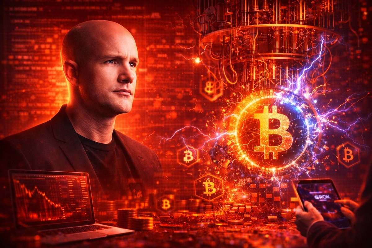 Crypto_TownHall's tweet photo. COINBASE CEO WARNS OF BTC QUANTUM RISK

Brian Armstrong says Bitcoin’s quantum threat “needs to be solved soon,” calling for upgrades to make BTC quantum-resistant. https://t.co/QkaFn5GrFd