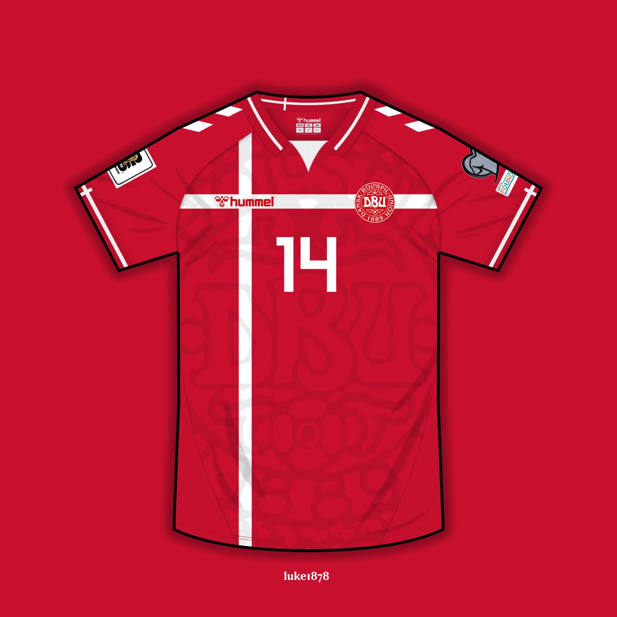 _luke1878_'s tweet photo. Denmark home shirt concept for @designfootball KOTW 🇩🇰 https://t.co/3mjj6z2MIC