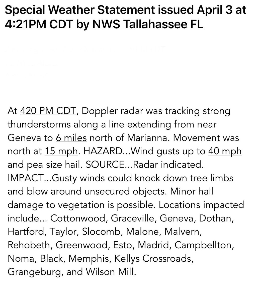 NWS Special Weather Statement