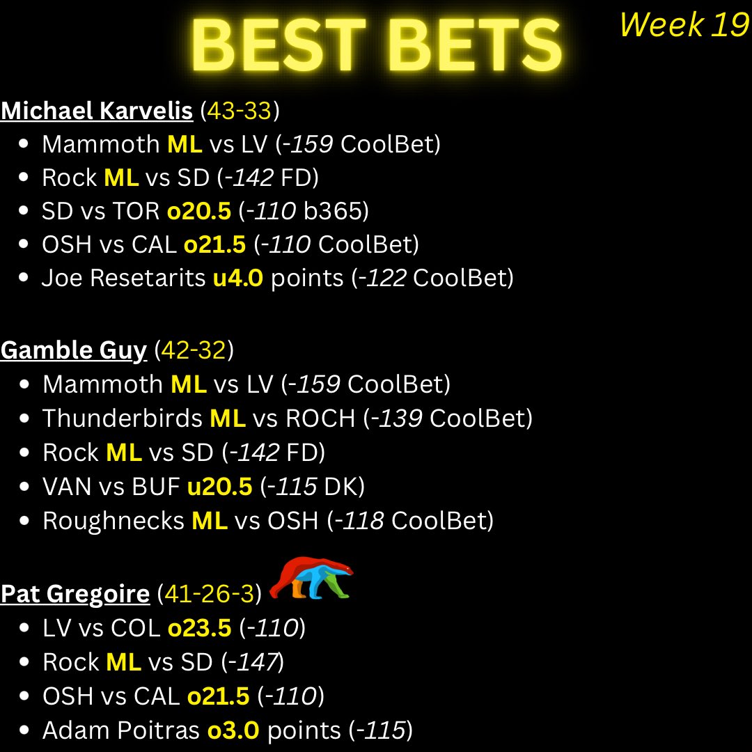 DailyDiveLAX's tweet photo. Best Bets 💰 #NLL week 19

Preview show: https://t.co/6AZTlzeCRh https://t.co/aTKpwjGlCK