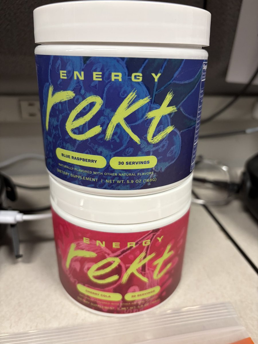 timthedrummer's tweet photo. Got my @rektdrinks order today. Haven’t tried the cherry cola yet but the blue raspberry is delicious.

Got around $18 of free $rekt each container. @RektCoin claim took me less than 20 seconds cause I already had the @baseapp installed 
#energydrink #energypowder https://t.co/3XQ5Z5nnTu