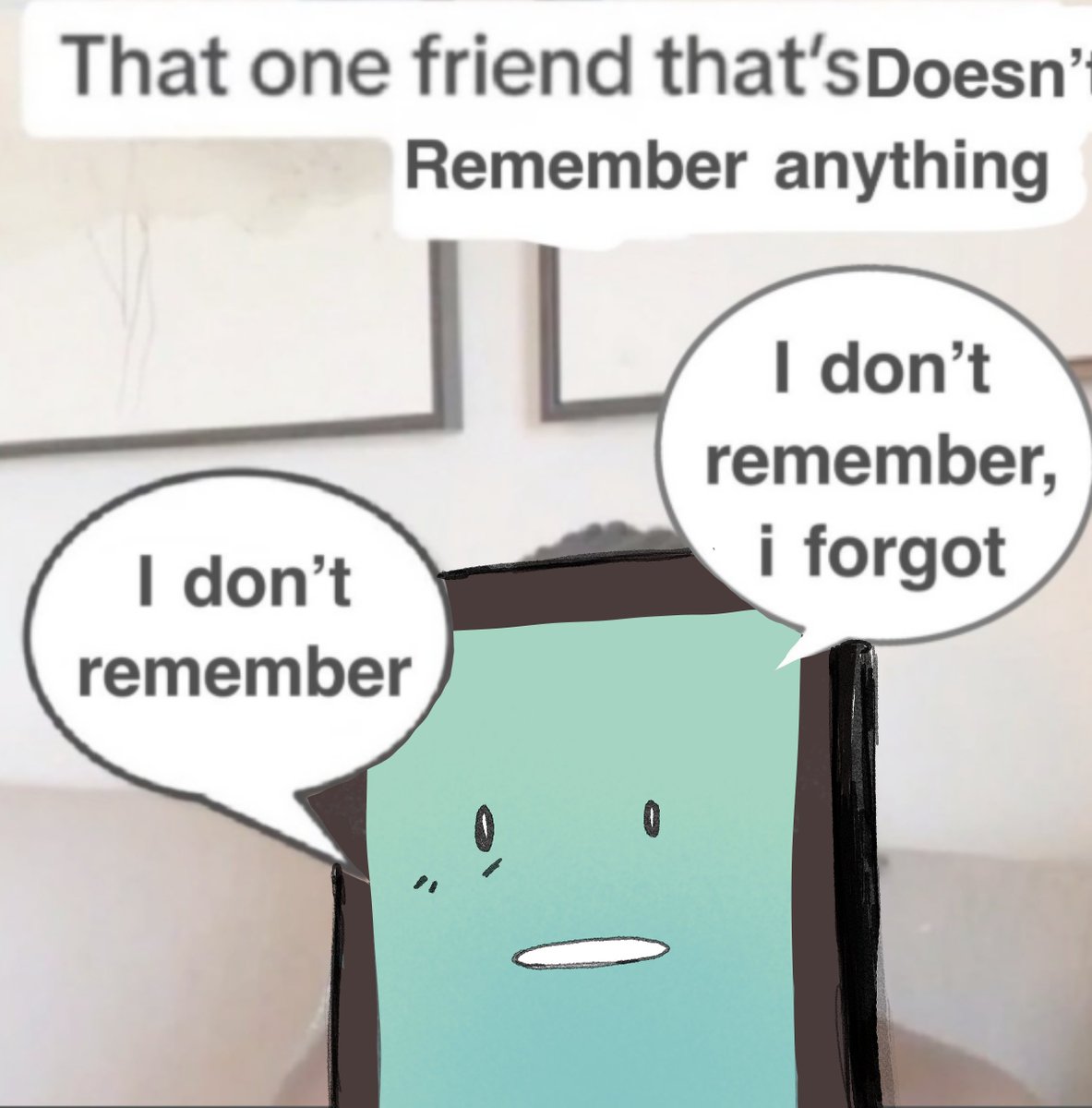 ThereMob's tweet image. i saved this tweet and i was supposed to draw this on the same day but i forgor 

me when i'm mephone and i forgor
#osc #inanimateinsanity