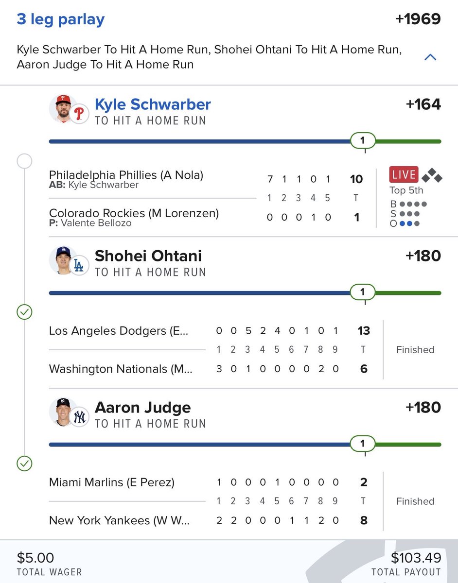 WiseSportsAI's tweet photo. +1969 model dinger parlay just like that 🔥🦉

#MLB #Gambling𝕏 #homerun https://t.co/fCdrKbouNi