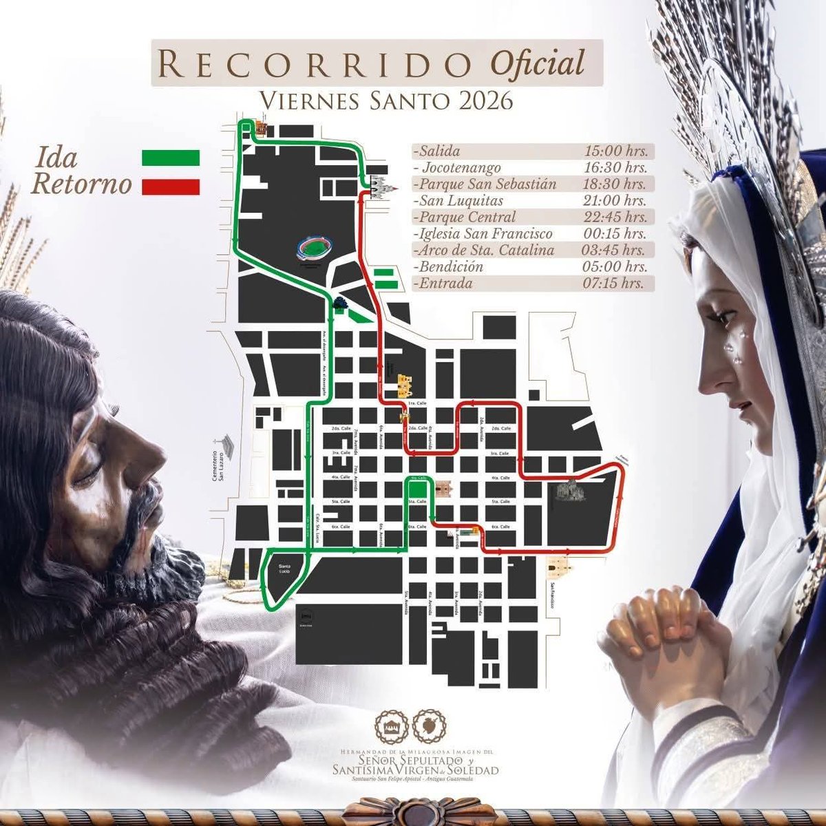 EventsCatolicos's tweet photo. Recorridos procesionales "Santos Entierros" Antigua Guatemala viernes santo 2026. #coberturatotal #radio940 #SemanaSanta2026 https://t.co/pRJrzFDucF