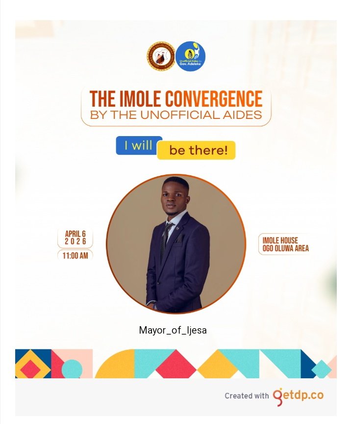 I will be there 💯 
<a href="/AYDI_Osun/">Adeleke Youth Development Initiative</a> 

#IMOLE_2030