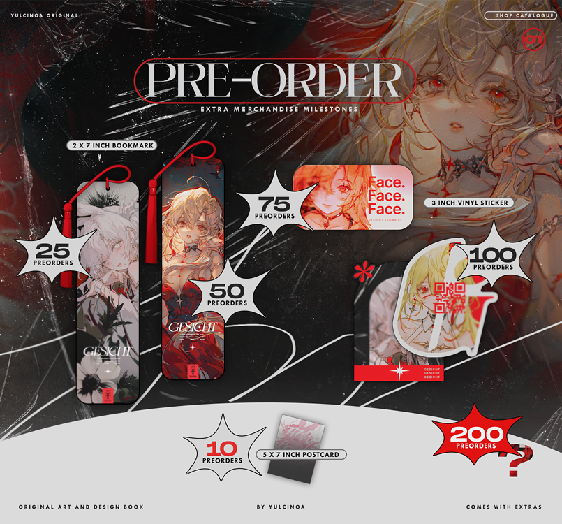 yulcinoa's tweet photo. 🌷 also --- here are the pre-order milestones for [GESICHT] ! 

the more pre-orders there are, the more extra rewards there will be...! (੭ˊᵕˋ)੭ https://t.co/45Lj8hByHK