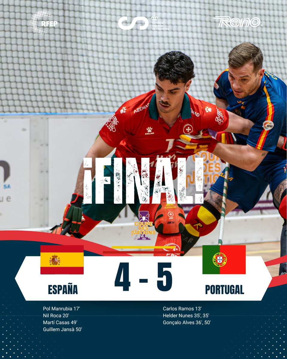 FedPatinaje's tweet photo. ¡Nos enfrentaremos a Italia en semifinales! 🔥

El combinado nacional no ha podido superar a Portugal 🇵🇹 en el último encuentro de la fase de grupos y mañana se medirá a Italia 🇮🇹 en las semifinales de la Copa de las Naciones 🏆

#HockeyPatines #TeamESP https://t.co/h16jFiTFCR