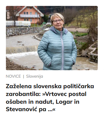 Zdaj pa bo. Zdaj pa bo!!!
Romana Lesjak zarobantila, kje je sto hiš na mesec!
Ups, napaka, ni to.
Romana Lesjak zarobantila nad Ursulo glede črpanja sredstev za okrevanje po poplavah!
Ups, napaka, ni to.
Romana Lesjak zarobantila, ker ohranja <a href="/JernejVrtovec/">Jernej Vrtovec</a>  pokončno držo.
To bo!