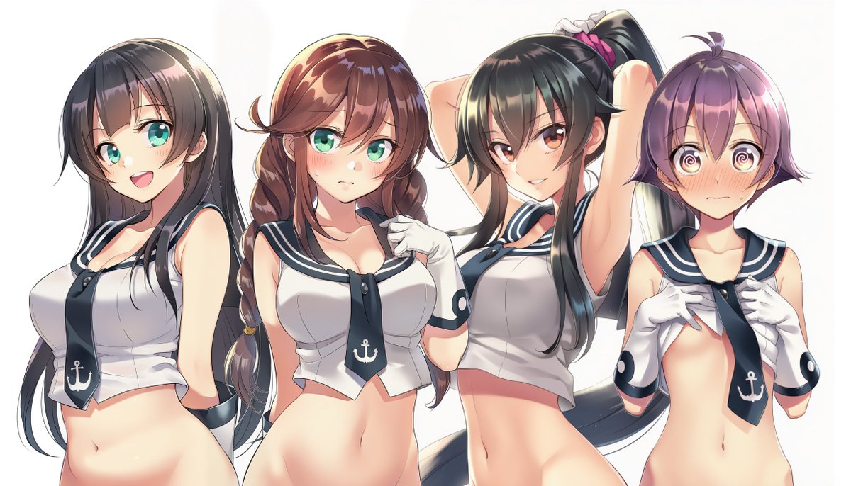 阿賀野型の華麗な制服姿(艦これ:阿賀野、能代、矢矧、酒匂) 