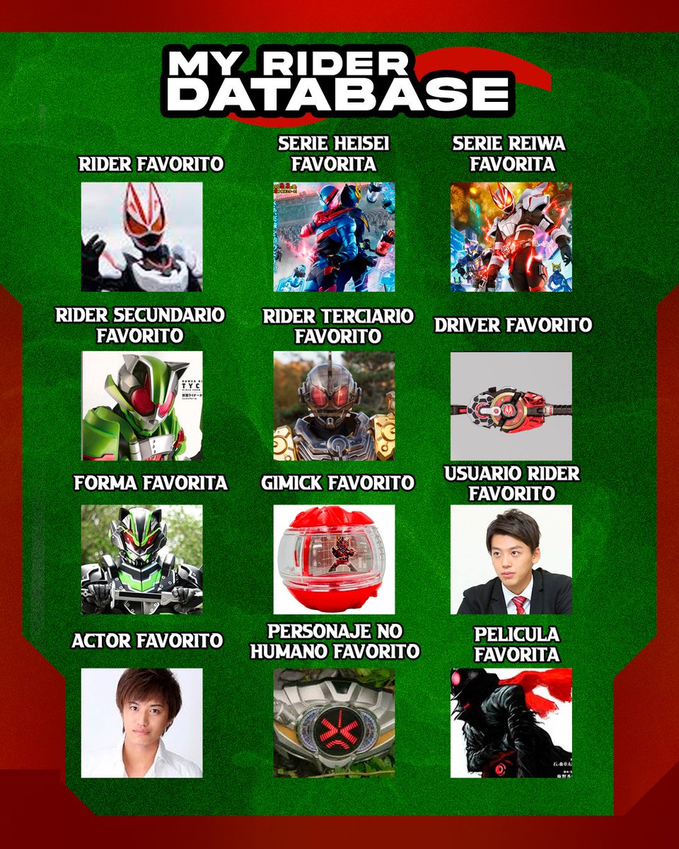 Blacky_dsu's tweet photo. por el aniversario 55 de kamen rider les presento: 
"my rider database"
una dinámica para que puedan mencionar cosas que les gustan de la franquicia. 
aquí tienen la plantilla y pueden citar este tweet con sus respuestas. :3 https://t.co/3yXeWPo07P