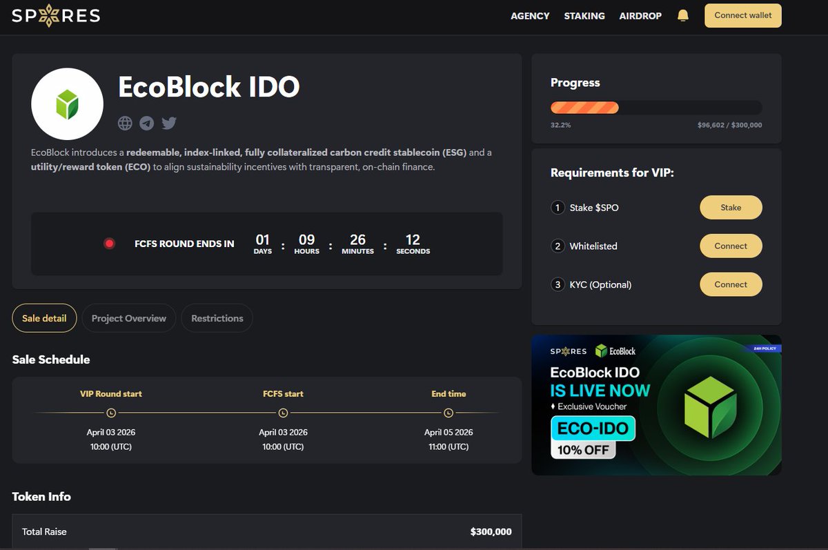 EcoBlockAi's tweet photo. 🚨 THIS IS NOT A DRILL 🚨

The EcoBlock IDO is LIVE , and the clock is ticking ⏳

32% filled already… and accelerating fast.
Smart money is moving. The question is: are you in, or watching from the sidelines?
🌱 A fully collateralized ESG-backed ecosystem
🔗 Real-world carbon credit integration
💰 Utility + rewards token designed for scale
⚡ Built for the future of on-chain sustainability

This isn’t just another token.
This is where ESG meets Web3 , for real.
- FCFS round is closing FAST
- Limited allocation remaining
- Early access = maximum upside
- Miss this… and you’ll be buying from those who didn’t.
- Secure your spot NOW
- Don’t fade the next green wave

#EcoBlock #IDO #Crypto #ESG #Web3 #GreenFinance @ESGTechAG @GGFCapital @EcoBlockImpact @JoinOxign @EcoBlockAi