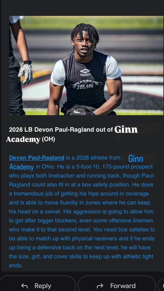 Devon Paul-Ragland C/O 28' RB/ATH tweet media