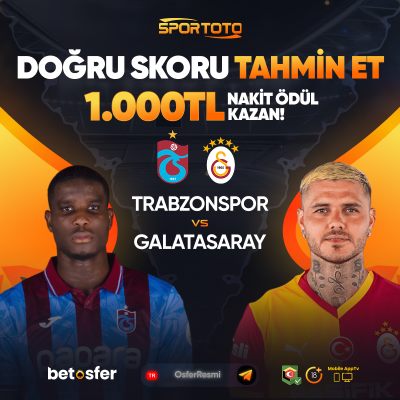 OsferResmi's tweet photo. Milli Ara Sonrası İlk Derbi, Yeni Etkinlik !

Trabzonspor - Galatasaray Karşılaşmasında Doğru Skoru Tahmin Et ! 

1000₺ Nakit Ödülü Kap ! https://t.co/I3jf3a3pTu