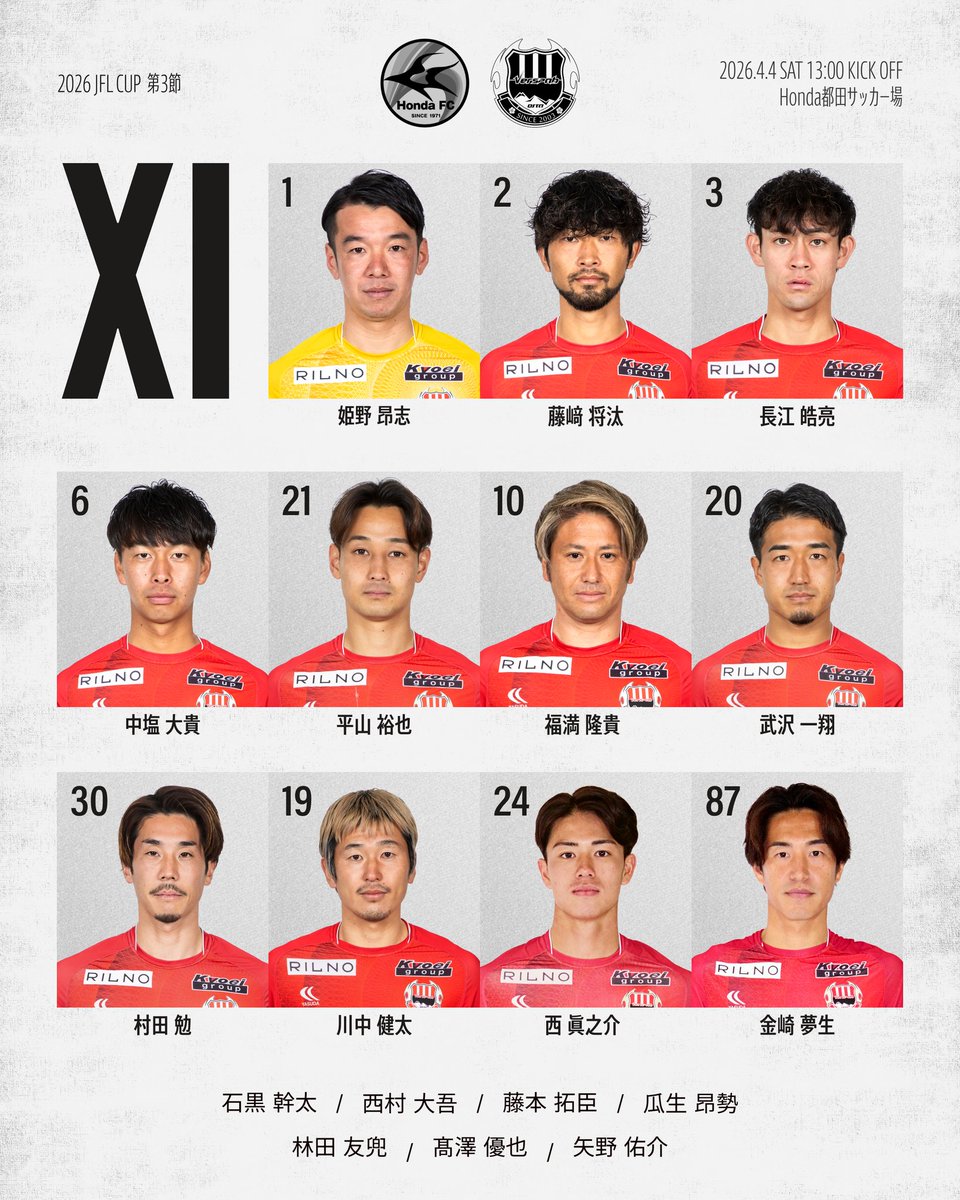 𝐒𝐓𝐀𝐑𝐓𝐈𝐍𝐆 𝐗𝐈🔴⚫️♨️ 🏆2026 JFL CUP 第3節 🆚Honda FC