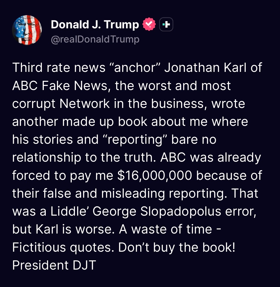 Donald J Trump Posts TruthSocial tweet media