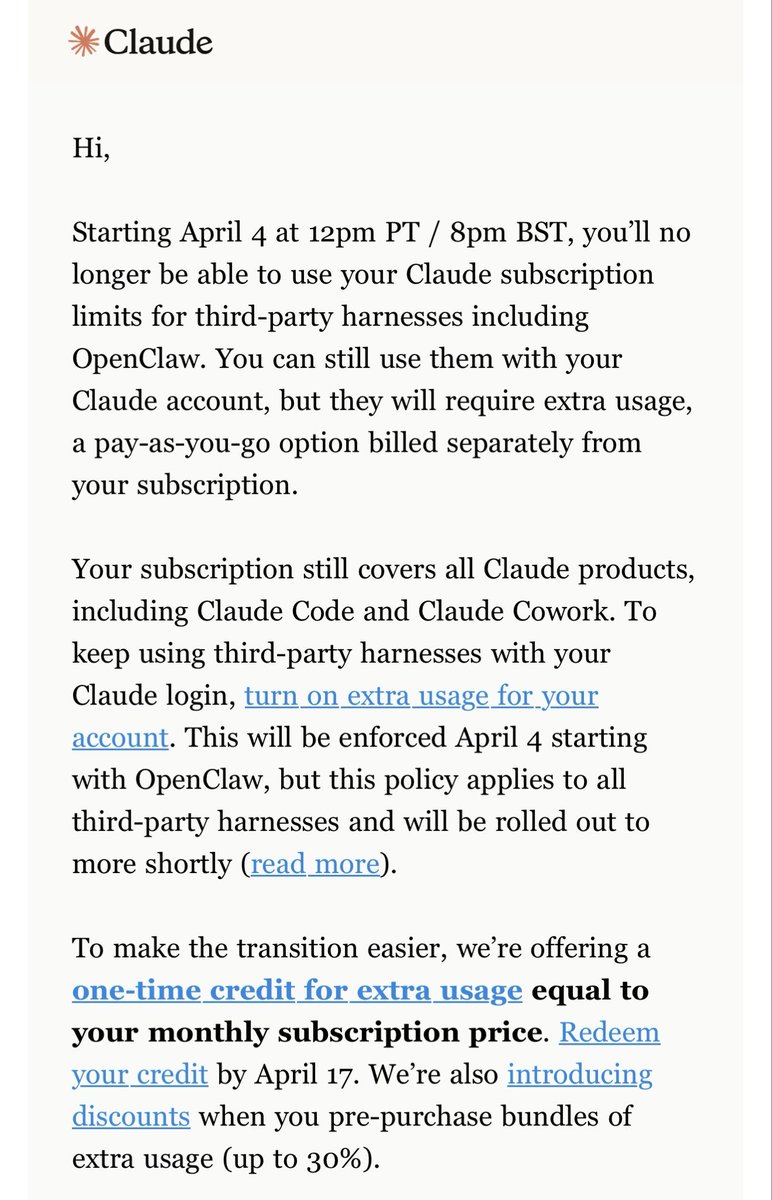 Ops 🥲
Claude just banned the Openclaw 🦞