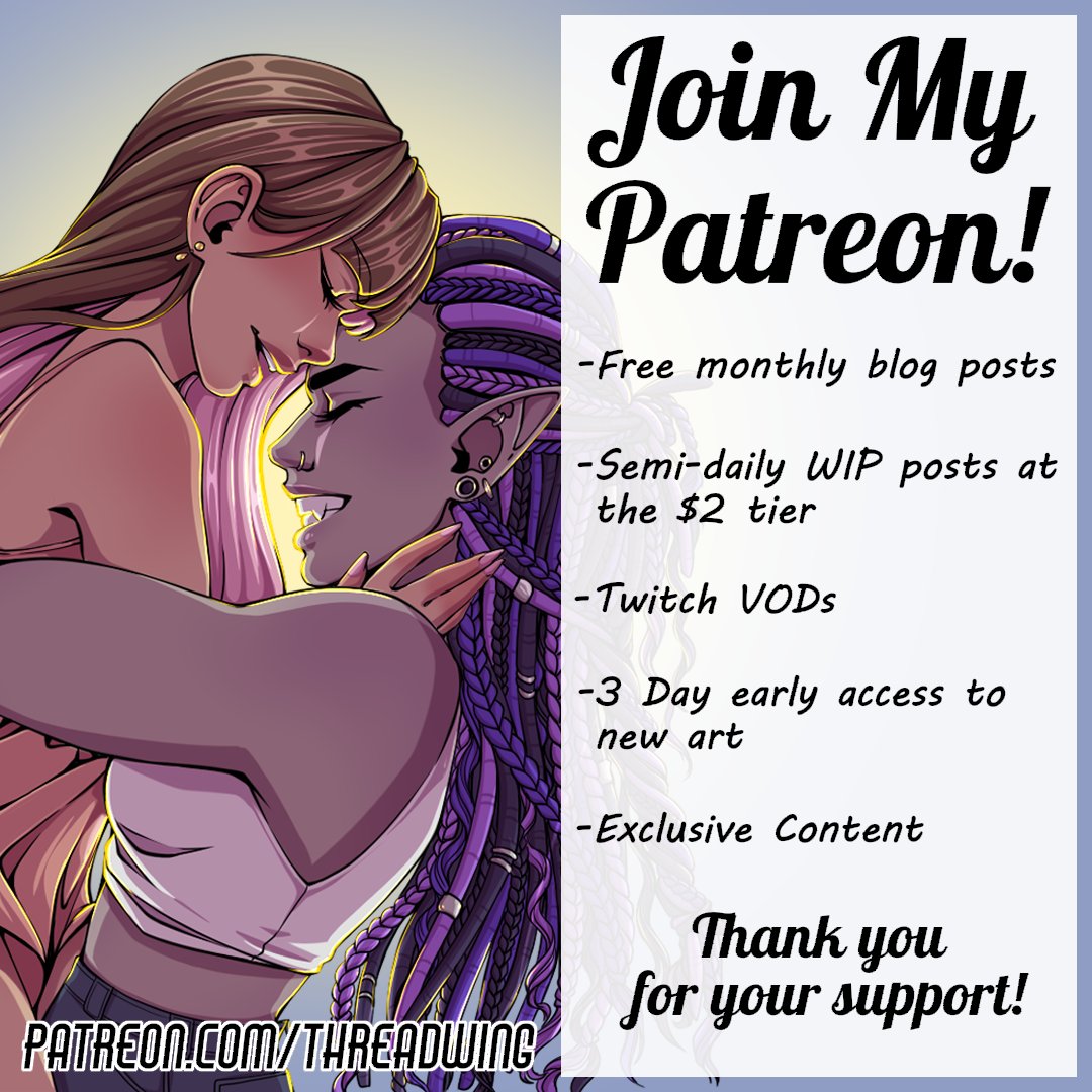 Weekly reminder that I do have a Patreon!

My monthly Patreon blog post (should have) posted today~
Plus semi-daily WIP updates and exclusive sketches for as little as $2 a month!

patreon.com/threadwing