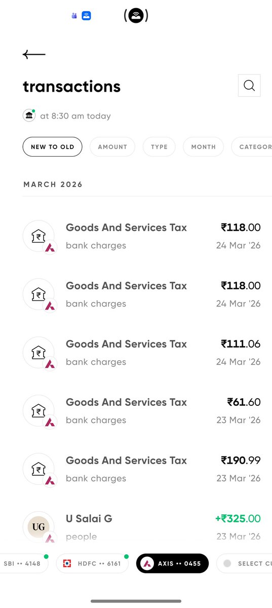 RockerUdhai's tweet photo. @AxisBank @AxisBankSupport  this is the worst bank to have as  an Personal banking account today ,I am checking my account it's showing in negative where it is supposed to have at least 500 rs ,upon checking the bank has charged multiple Tax ? This is unacceptable. https://t.co/eA7pN45fxj