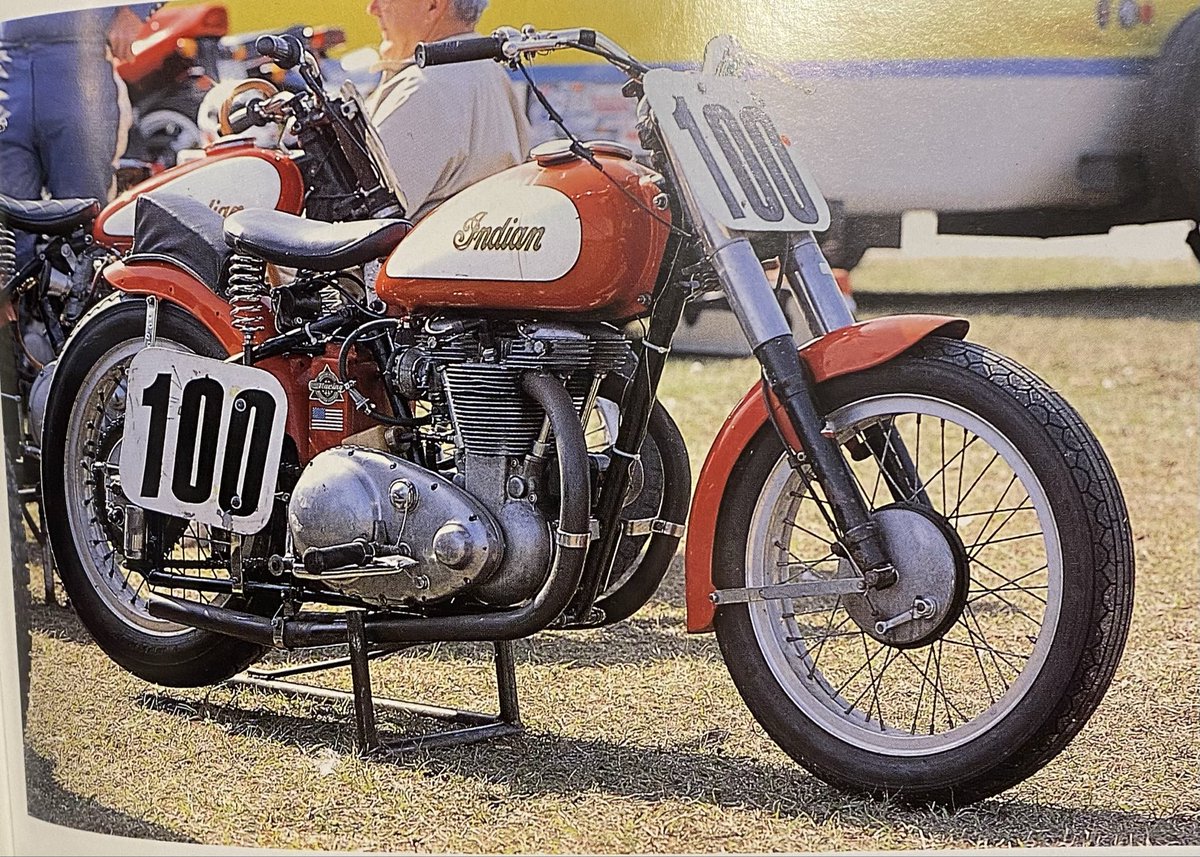 Moto_History's tweet image. This rare 1949 Indian parallel twin racer is unique and rare. #indianmororcycles. #paralleltwinengine. #classicmotorcycles. #vintageracingmotorcycles