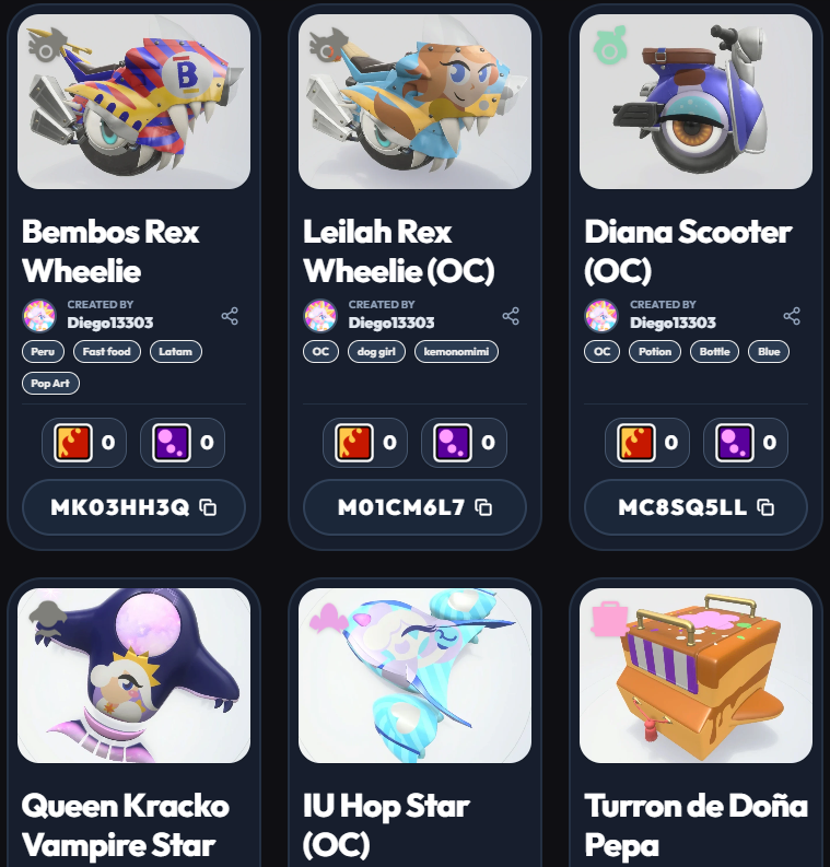 I made an account on Kirby's Ride Registry! Feel free to check out my Machines there. I have mostly OCs but also some funny Peru/Latam themed ones some friends suggested I make haha
kirbyrideregistry.com/user/Diego13303