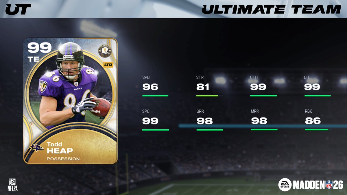 EASPORTS_MUT's tweet image. Ultimate Legends gets another infusion of greatness 👏

Catch Justin Tuck, Todd Heap, Aeneas Williams, and Steve Smith Sr. in RL 8 tomorrow! #Madden26