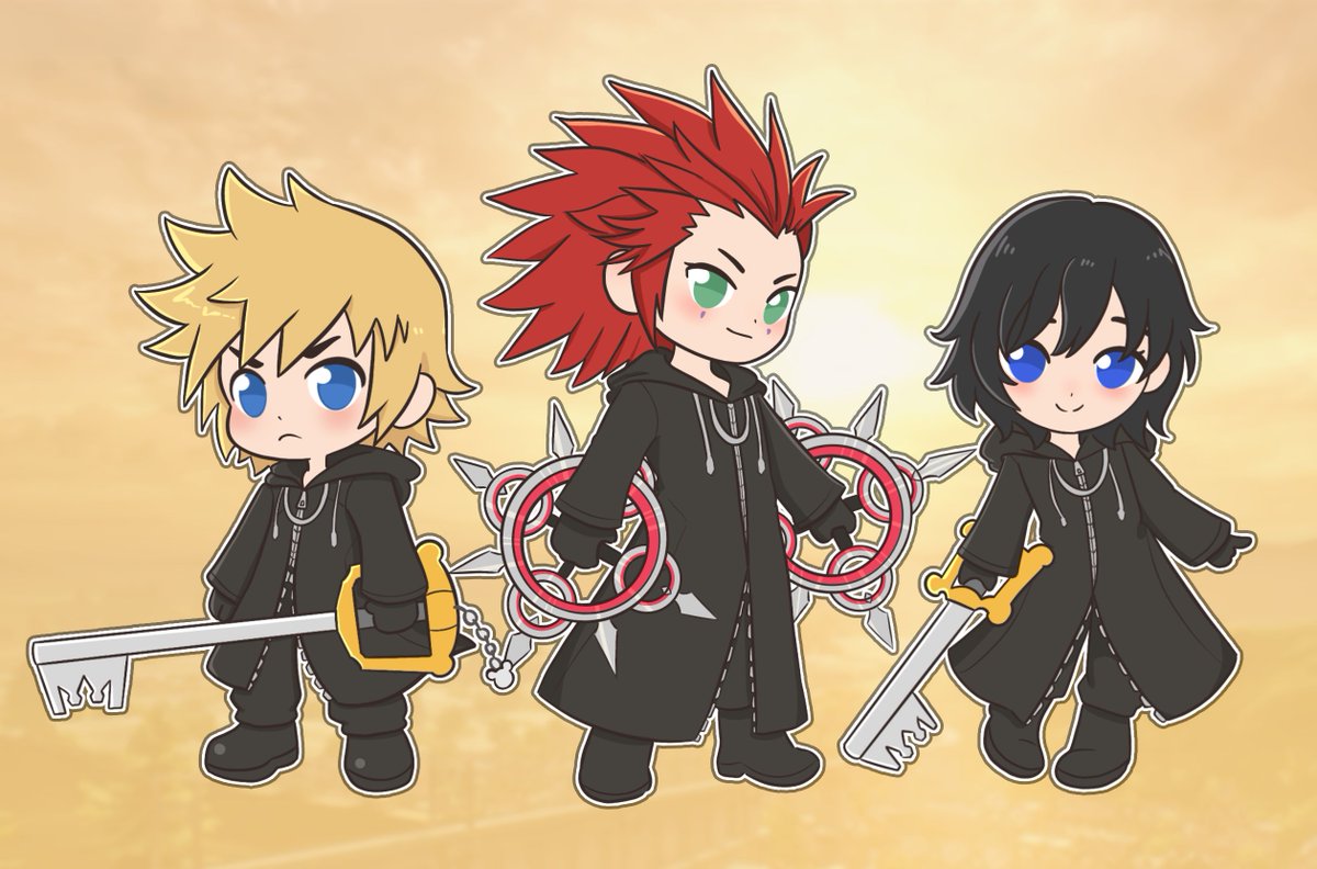punziebunnie's tweet photo. sea salt trio keychain designs !! ☀
#kingdomhearts #roxas #axel #xion https://t.co/7LK2kU2Jx5