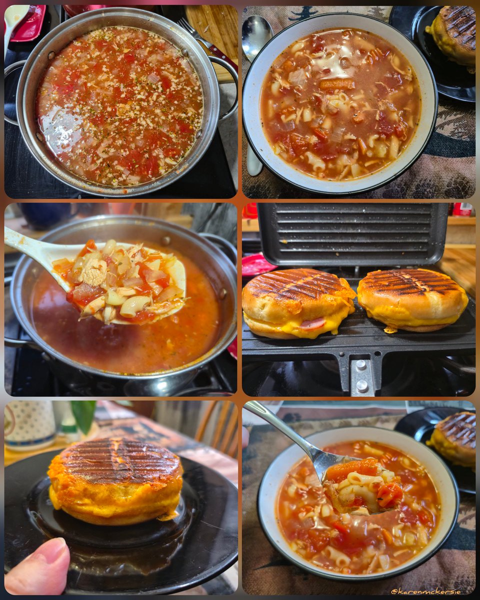 karenmckersie's tweet photo. 😋🍲 The perfect duo: Grilled Cheese &amp; Garlic Sausage sandwiches with homemade Chicken soup loaded with veggies, delicious! 😋🥪🧀🍲
#homemade #Chickensoup #GrilledCheese #Soupandsand #PerfectDuo #Food #ComfortFood https://t.co/KIotch9bxA