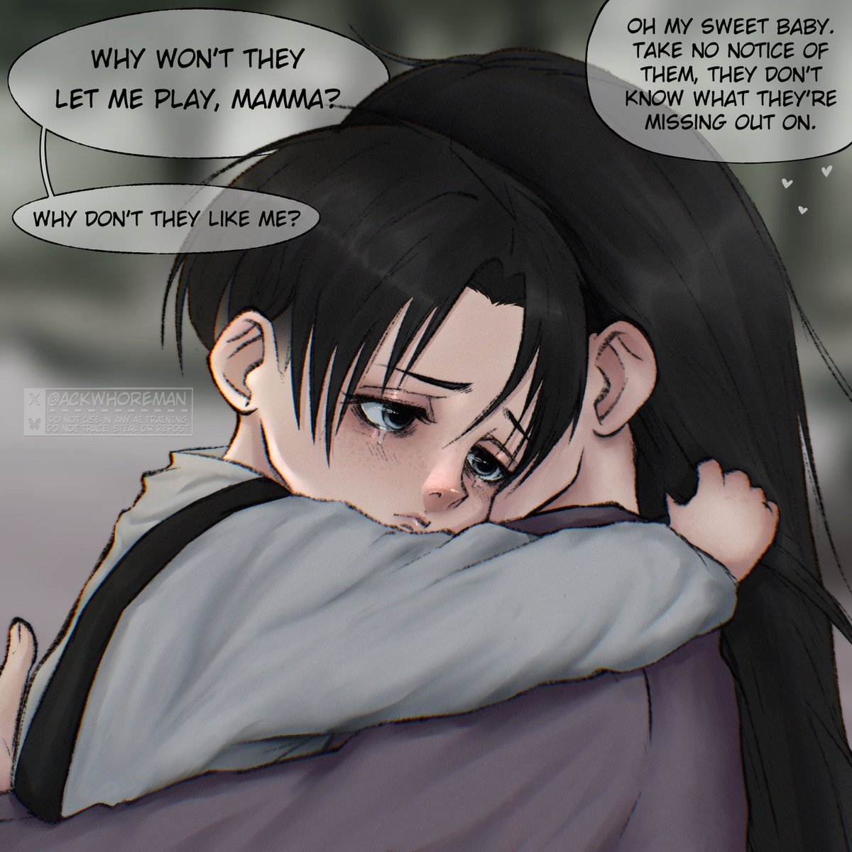 Ackwhoreman's tweet photo. Poor little Levi is never allowed to play with the other kids 💔

#leviackerman #attackontitan https://t.co/hc1YweuVvA